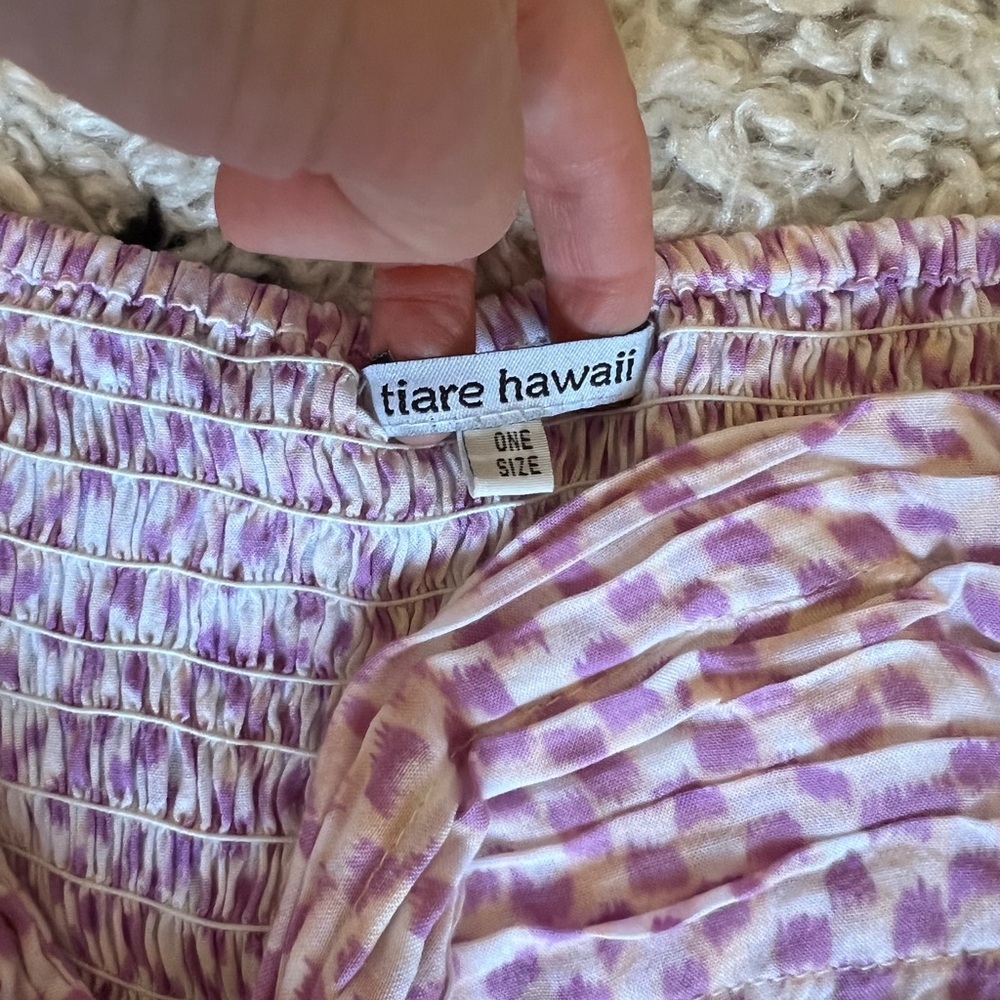 Tiare Hawaii Pink and White Strapless Dress/Cover up - Picture 6 of 7